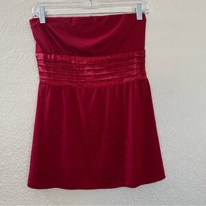 Celine by Champion Red Sparkle Strapless Tube Top Y2K Babydoll Shimmer Sz Small